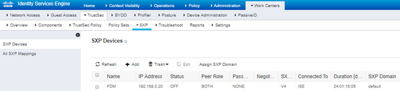 Add an SXP device in ISE.