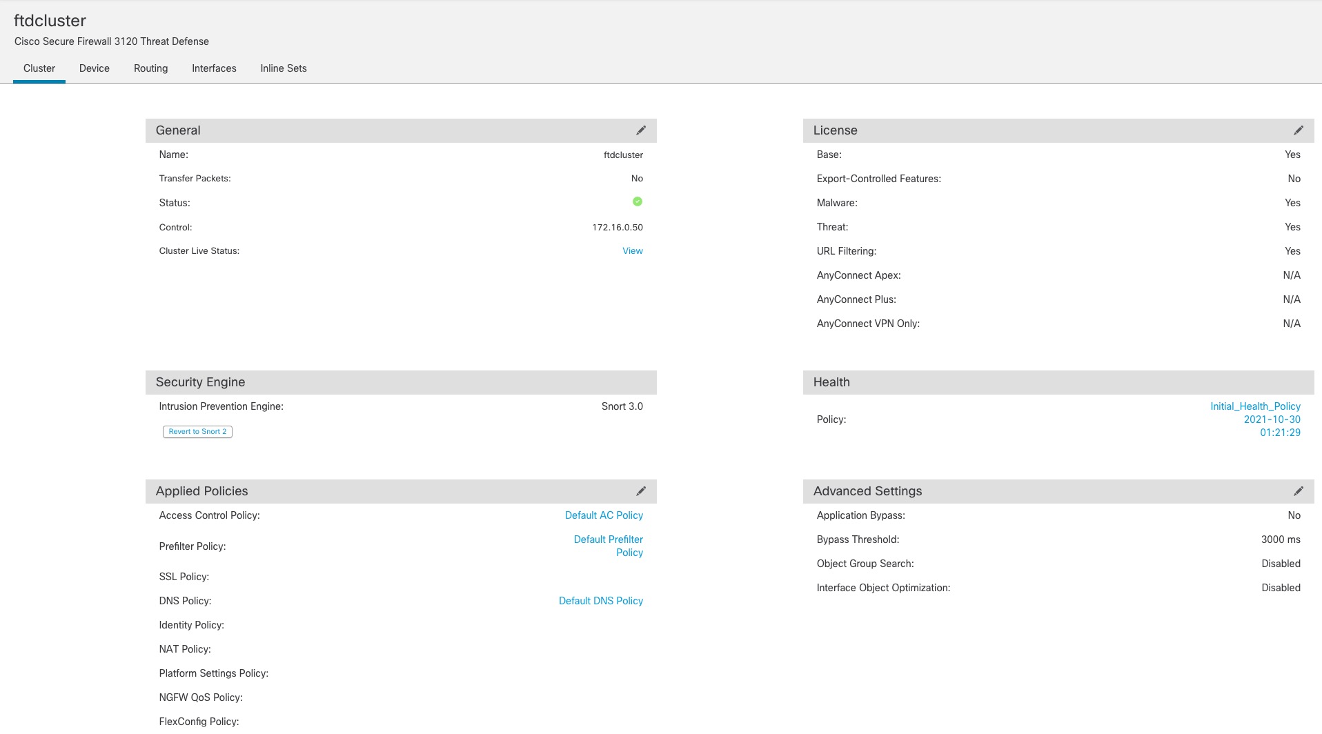 Cluster Settings