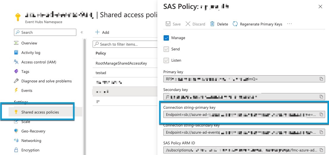 Copy the event hugs connection string to the clipboard