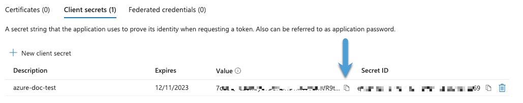 Copy the client secret to the clipboard now because you will not see it again