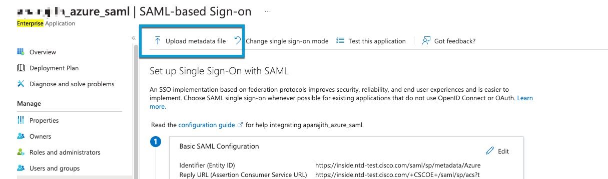 Uploading the service provider metadata is a simple way to configure the realm