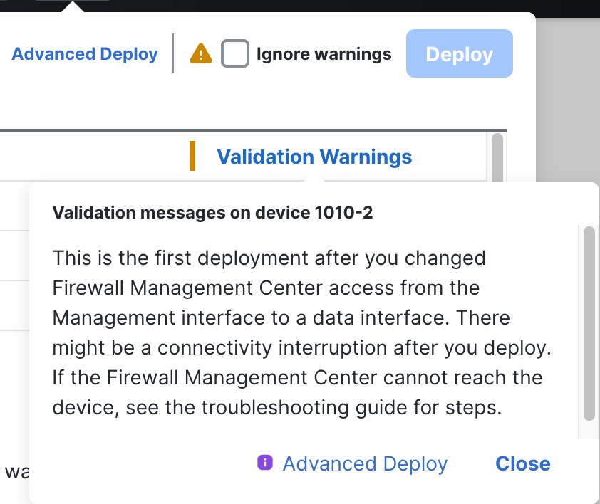 Validation warning