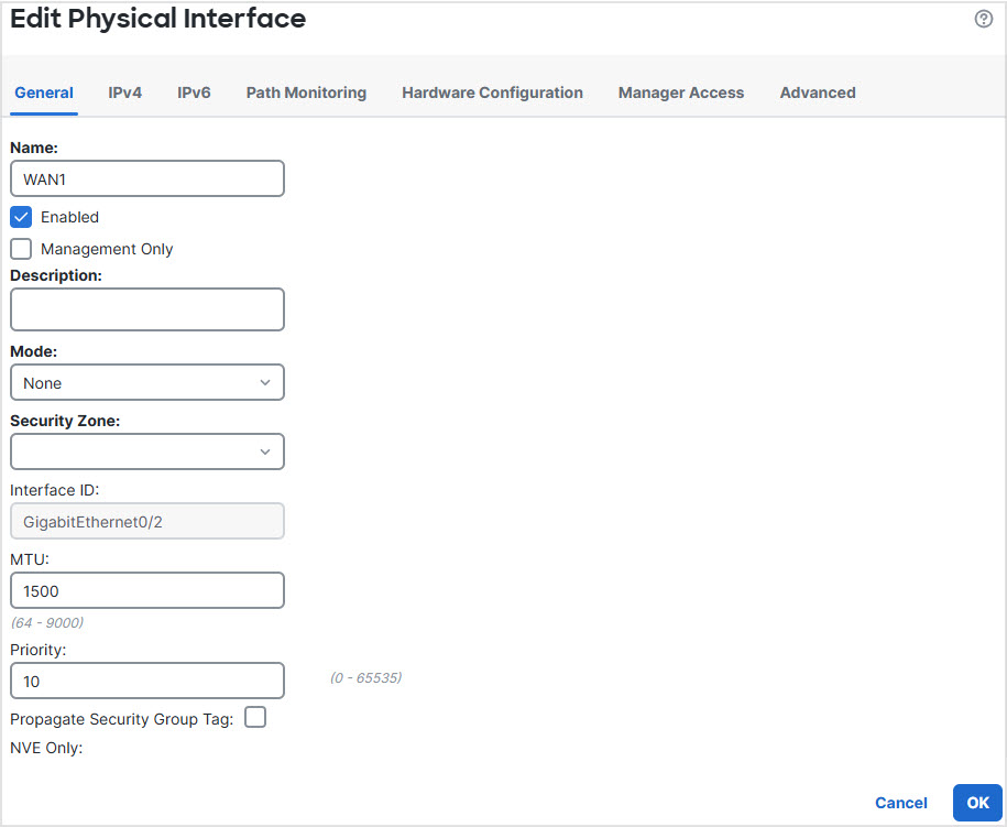 Setting interface priority