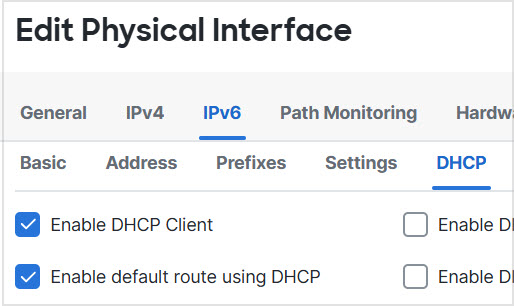 Enable the DHCPv6 Client